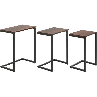 HOMCOM Beistelltisch-Set Spanplatte Stahl Rustikal-Braun 45L x 30B x 60H cm HOMCOM Beistelltisch-Set Spanplatte Stahl Rustikal-Braun 45L x 30B x 60H cm