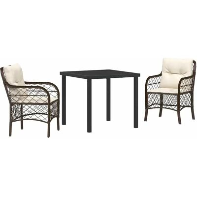 Vidaxl Gartentisch-Set - Rattan, Kissen, Stahlrahmen Vidaxl Gartentisch-Set - Rattan, Kissen, Stahlrahmen