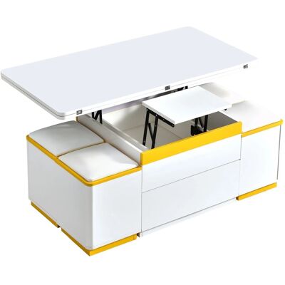 okwish Couchtisch Modern/Höhenverstellbar/Klappbar Esstisch Wohnzimmermöbel 100 × 50 cm Weiß okwish Couchtisch Modern/Höhenverstellbar/Klappbar Esstisch Wohnzimmermöbel 100 × 50 cm Weiß