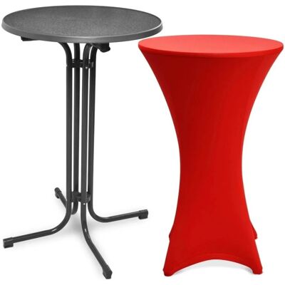 Beautissu Bellini Stehtisch ø 70cm Grau mit Stella Stehtischhusse ø 70cm Rot Beautissu Bellini Stehtisch ø 70cm Grau mit Stella Stehtischhusse ø 70cm Rot