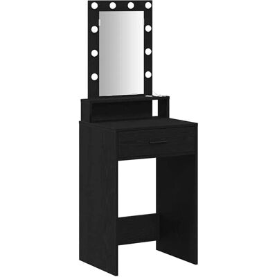 vidaXL Schwarze Eiche MDF Spiegel - Moderner Schminktisch mit LED vidaXL Schwarze Eiche MDF Spiegel - Moderner Schminktisch mit LED