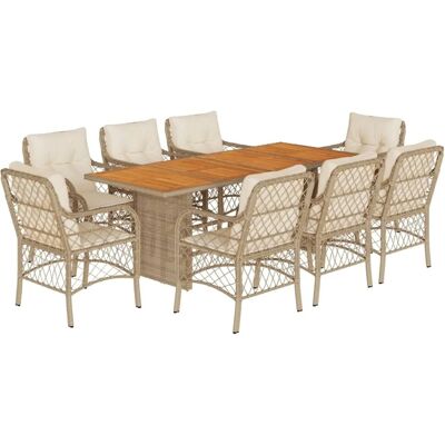vidaXL Gartentisch + Balkontisch, 9-tlg. Gartenmöbel-Set Beige vidaXL Gartentisch + Balkontisch, 9-tlg. Gartenmöbel-Set Beige