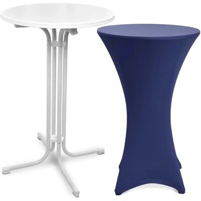 Beautissu Bellini Stehtisch ø 80cm Weiß mit Stella Stehtischhusse ø 80cm Blau Beautissu Bellini Stehtisch ø 80cm Weiß mit Stella Stehtischhusse ø 80cm Blau