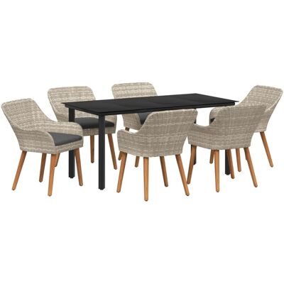vidaXL Essgruppe 7-Tlg Hellgrau Poly Rattan 3261716 vidaXL Essgruppe 7-Tlg Hellgrau Poly Rattan 3261716