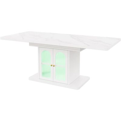 Merax Esstisch Ausziehbar 150/200x80cm LED Marmor Weiß Merax Esstisch Ausziehbar 150/200x80cm LED Marmor Weiß