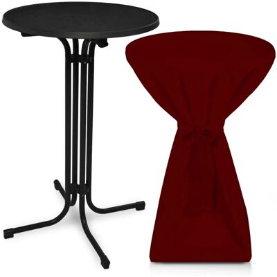 Beautissu Bellini Stehtisch ø 70cm Schwarz mit Premium Stehtischhusse ø 70cm Bordeaux Beautissu Bellini Stehtisch ø 70cm Schwarz mit Premium Stehtischhusse ø 70cm Bordeaux