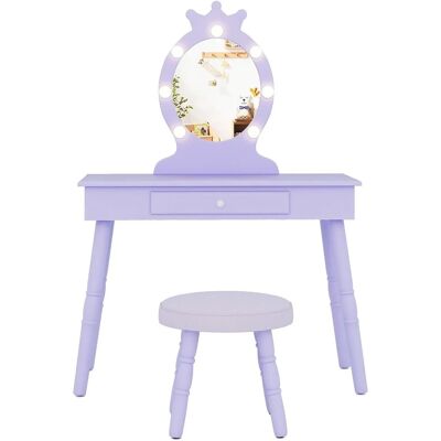 Costway Kinder Schminktisch mit Led & Spiegel Rosa Costway Kinder Schminktisch mit Led & Spiegel Rosa