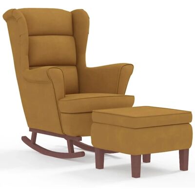 Vidaxl Brauner Samtbequemer Sessel mit Hocker - Relaxsessel Vidaxl Brauner Samtbequemer Sessel mit Hocker - Relaxsessel
