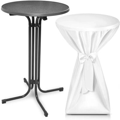 Beautissu Bellini Stehtisch ø 60cm Grau mit Premium Stehtischhusse ø 60cm Weiß Beautissu Bellini Stehtisch ø 60cm Grau mit Premium Stehtischhusse ø 60cm Weiß