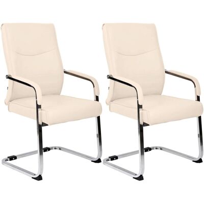DELUKE 2er Set Besucherstuhl SKOPJE Kunstleder Creme 55x60x88cm Konferenzstuhl Wartezimmerstuhl Bürostuhl DELUKE 2er Set Besucherstuhl SKOPJE Kunstleder Creme 55x60x88cm Konferenzstuhl Wartezimmerstuhl Bürostuhl