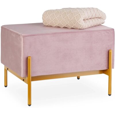 Relaxdays Samt Ottoman - 40x60x43 cm - Rosa - Hocker & Fußhocker Relaxdays Samt Ottoman - 40x60x43 cm - Rosa - Hocker & Fußhocker