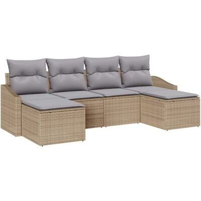 vidaXL Garten Essgruppe mit Kissen 6-Tlg Beige und Hellgrau 3355499 vidaXL Garten Essgruppe mit Kissen 6-Tlg Beige und Hellgrau 3355499