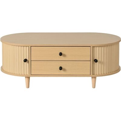 Merax Couchtisch Rund 100x50x36cm Rolltüren Hellholz Merax Couchtisch Rund 100x50x36cm Rolltüren Hellholz