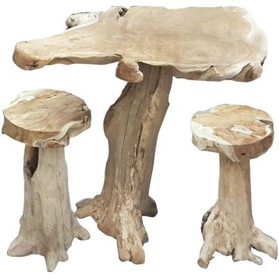 DELUKE Barset JOEL Teak Natur 102x60x90cm Barmöbel-Set Baumstamm Vintage DELUKE Barset JOEL Teak Natur 102x60x90cm Barmöbel-Set Baumstamm Vintage