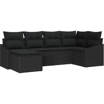 vidaXL Garten Essgruppe mit Kissen mit Speicher 6-Tlg Schwarz 3355462 vidaXL Garten Essgruppe mit Kissen mit Speicher 6-Tlg Schwarz 3355462