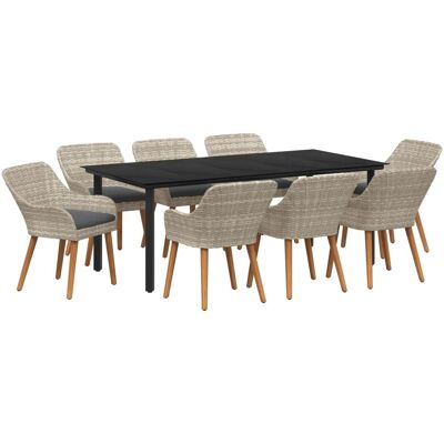 vidaXL Essgruppe 9-Tlg Hellgrau Poly Rattan 3261718 vidaXL Essgruppe 9-Tlg Hellgrau Poly Rattan 3261718