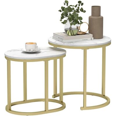 HOMCOM Couchtisch-Set Stapelbarer Stahl MDF Weiß 50L x 50B x 50,5H cm HOMCOM Couchtisch-Set Stapelbarer Stahl MDF Weiß 50L x 50B x 50,5H cm