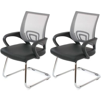 Proregal 2er-Set Konferenzstuhl Mit Lehne Stylisch HxBxT 92x57x59 cm Sitzhöhe 44cm Kunstleder Grau Besucherstuhl Proregal 2er-Set Konferenzstuhl Mit Lehne Stylisch HxBxT 92x57x59 cm Sitzhöhe 44cm Kunstleder Grau Besucherstuhl