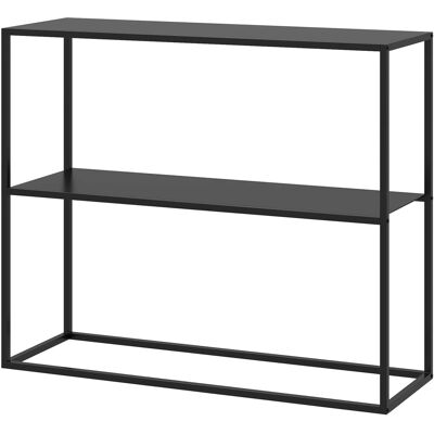 HOMCOM Konsolentisch mit 2 Ebenen Kippschutz Stahl 90 x 30 x 75 cm Schwarz HOMCOM Konsolentisch mit 2 Ebenen Kippschutz Stahl 90 x 30 x 75 cm Schwarz