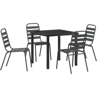 vidaXL Garten Essgruppe 5-Tlg Dunkelgrau Stahl 3379297 vidaXL Garten Essgruppe 5-Tlg Dunkelgrau Stahl 3379297