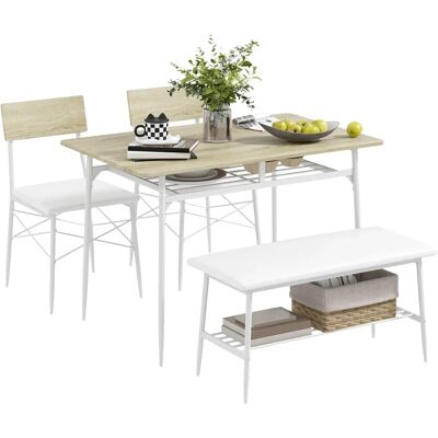HOMCOM Essgruppe mit 2 Stühlen Stahl MDF Eiche 110L x 70B x 75H cm HOMCOM Essgruppe mit 2 Stühlen Stahl MDF Eiche 110L x 70B x 75H cm