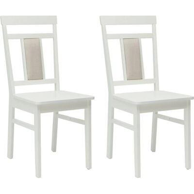 vidaXL Esszimmerstuhl 2 Stk Weiß Massives Gummiholz 42020507 vidaXL Esszimmerstuhl 2 Stk Weiß Massives Gummiholz 42020507