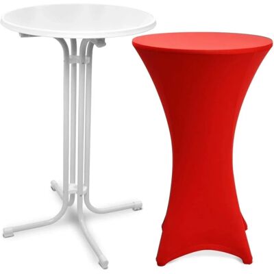 Beautissu Bellini Stehtisch ø 80cm Weiß mit Stella Stehtischhusse ø 80cm Rot Beautissu Bellini Stehtisch ø 80cm Weiß mit Stella Stehtischhusse ø 80cm Rot