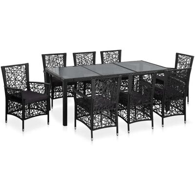 VIDAXL - Nova - Schwarz - 8 Sitze - Garten Esstischset VIDAXL - Nova - Schwarz - 8 Sitze - Garten Esstischset