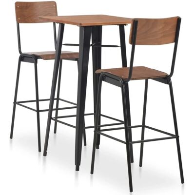 vidaXL 3 Teiliges Bar-Set Stahl Braun Schwarz 276847 vidaXL 3 Teiliges Bar-Set Stahl Braun Schwarz 276847