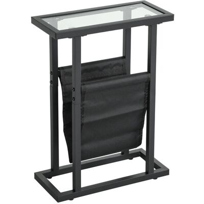 HOMCOM Couchtisch Metall Hartglas Schwarz 40L x 18B x 55,5H cm HOMCOM Couchtisch Metall Hartglas Schwarz 40L x 18B x 55,5H cm