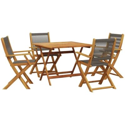 vidaXL Gartentisch-Set - 5 Teile, Grau, Robust, Klappbar - Gartenmöbel vidaXL Gartentisch-Set - 5 Teile, Grau, Robust, Klappbar - Gartenmöbel