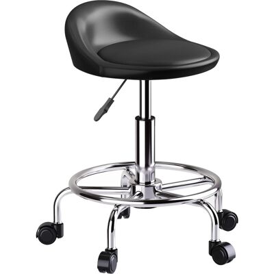 HOMCOM Rollhocker Kunstleder Metall 43L x 43B x 59-75H cm Schwarz HOMCOM Rollhocker Kunstleder Metall 43L x 43B x 59-75H cm Schwarz