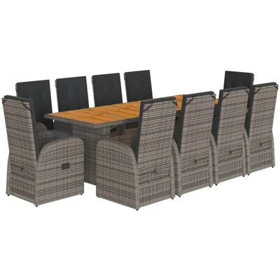 vidaXL Gartenset mit 10 Stühlen und Tisch - Grau vidaXL Gartenset mit 10 Stühlen und Tisch - Grau