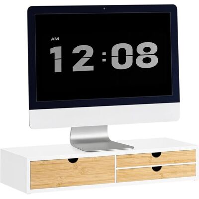SoBuy Monitorständer mit 3 Schubladen Monitorerhöhung für Schreibtisch 60x11x22cm BBF11-WN SoBuy Monitorständer mit 3 Schubladen Monitorerhöhung für Schreibtisch 60x11x22cm BBF11-WN