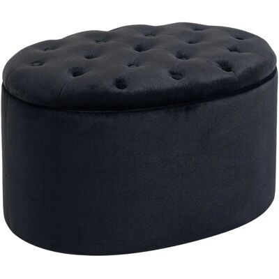 HOMCOM - Oval Storage - Schwarz - Samt - Ottoman HOMCOM - Oval Storage - Schwarz - Samt - Ottoman