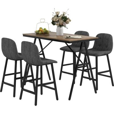 HOMCOM Bartisch mit Barhocker Set 5-Teilige Stahl Dunkelgrau 120 x 60 x 91 cm HOMCOM Bartisch mit Barhocker Set 5-Teilige Stahl Dunkelgrau 120 x 60 x 91 cm