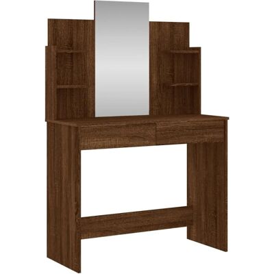 vidaXL Schminktisch mit Spiegel Braun Eichen-Optik 96x39x142 cm vidaXL Schminktisch mit Spiegel Braun Eichen-Optik 96x39x142 cm