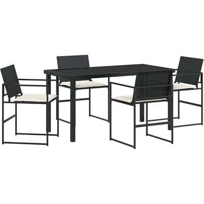 vidaXL Garten Essgruppe 5-Tlg Schwarz Poly Rattan 3379330 vidaXL Garten Essgruppe 5-Tlg Schwarz Poly Rattan 3379330