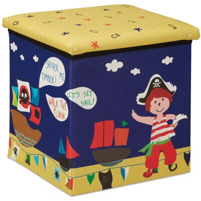 RELAXDAYS Weiß Pouf Aufbewahrung, Kinderspielzeugbox, Pirat-Design RELAXDAYS Weiß Pouf Aufbewahrung, Kinderspielzeugbox, Pirat-Design