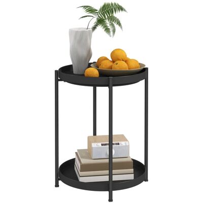 HOMCOM Beistelltisch Couchtisch Stahl Schwarz 44L x 44B x 56H cm HOMCOM Beistelltisch Couchtisch Stahl Schwarz 44L x 44B x 56H cm