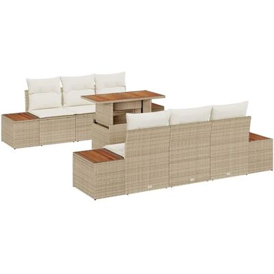 Vidaxl - 7-tlg Beige Rattan Akazie Garten Esstischset Vidaxl - 7-tlg Beige Rattan Akazie Garten Esstischset