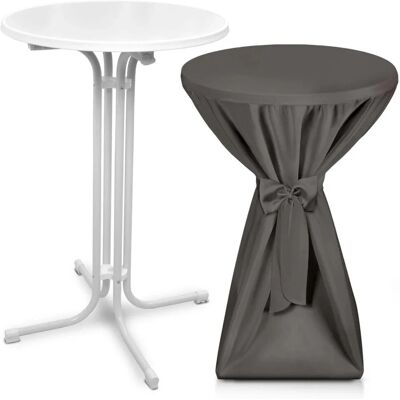 Beautissu Bellini Stehtisch ø 80cm Weiß mit Premium Stehtischhusse ø 80cm Anthrazit Beautissu Bellini Stehtisch ø 80cm Weiß mit Premium Stehtischhusse ø 80cm Anthrazit