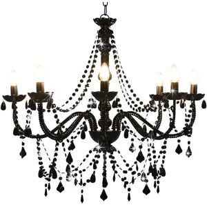 vidaXL Kronleuchter mit Perlen Schwarz 8 x E14-Fassungen 281605 vidaXL Kronleuchter mit Perlen Schwarz 8 x E14-Fassungen 281605