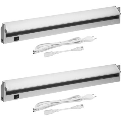 Oktaplex lighting Oktaplex 2er Set Unterbauleuchte Küche Aluminium 60cm Schwenkbar Warmweiß 230V mit Schalter Oktaplex lighting Oktaplex 2er Set Unterbauleuchte Küche Aluminium 60cm Schwenkbar Warmweiß 230V mit Schalter