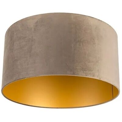QAZQA Samt Taupe Lampenschirm - 50/50/25 - Rund/Zylinder - Innenbereich QAZQA Samt Taupe Lampenschirm - 50/50/25 - Rund/Zylinder - Innenbereich