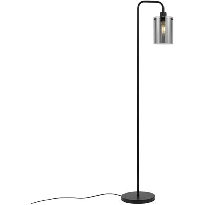 QAZQA Design Stehlampe Schwarz mit Rauchglas Domo QAZQA Design Stehlampe Schwarz mit Rauchglas Domo