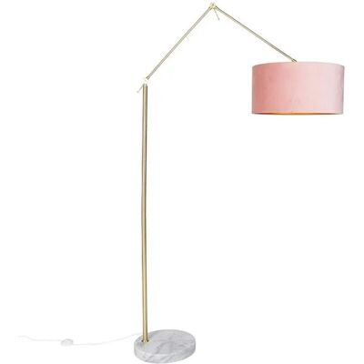 Qazqa Modern Stehlampe Pink Velours Schirm - Stehlampe Qazqa Modern Stehlampe Pink Velours Schirm - Stehlampe