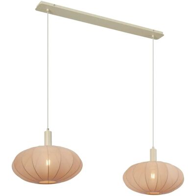 QAZQA Japandi Hängelampe Beige mit Stoffschirm 2-flammig Bida QAZQA Japandi Hängelampe Beige mit Stoffschirm 2-flammig Bida