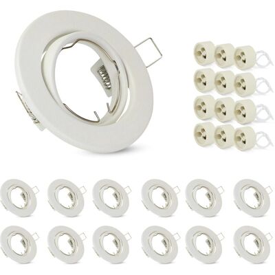NETTLIFE Kit 12 Spots GU10 Einbaurahmen Weiß Fassungen 230 V 50 MM Metall Verstellbar 30° LED Halogen NETTLIFE Kit 12 Spots GU10 Einbaurahmen Weiß Fassungen 230 V 50 MM Metall Verstellbar 30° LED Halogen