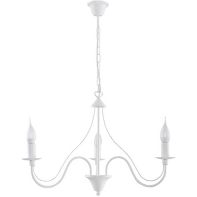 Licht-Erlebnisse Kronleuchter Weiß 60 cm Breit 3-Flammig E14 Metall Licht-Erlebnisse Kronleuchter Weiß 60 cm Breit 3-Flammig E14 Metall